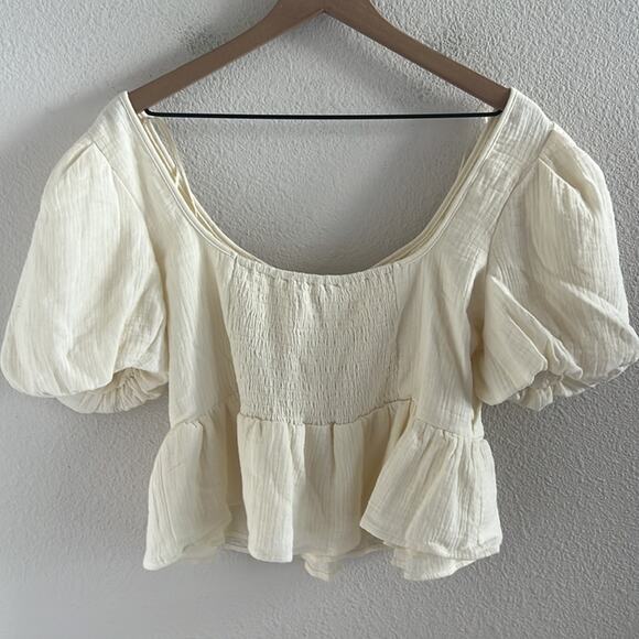 NWT Lena Boutique Ivory Boho Gauzy Cotton Layered Top Feminine Romantic Medium - Picture 4 of 5